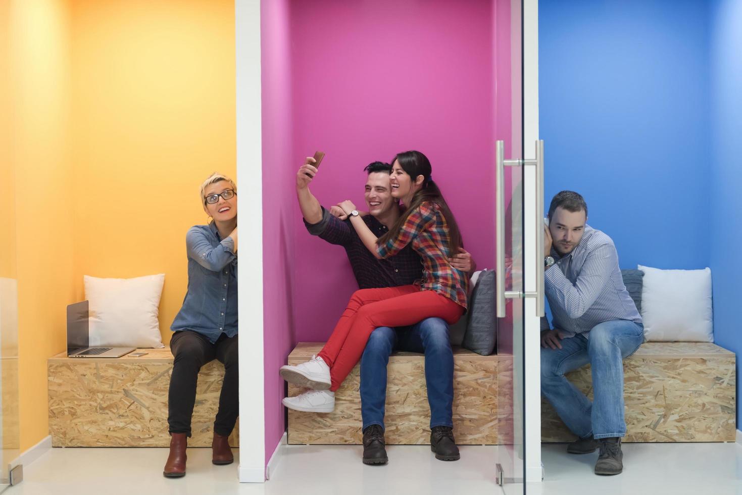 group of business people in creative working  space photo