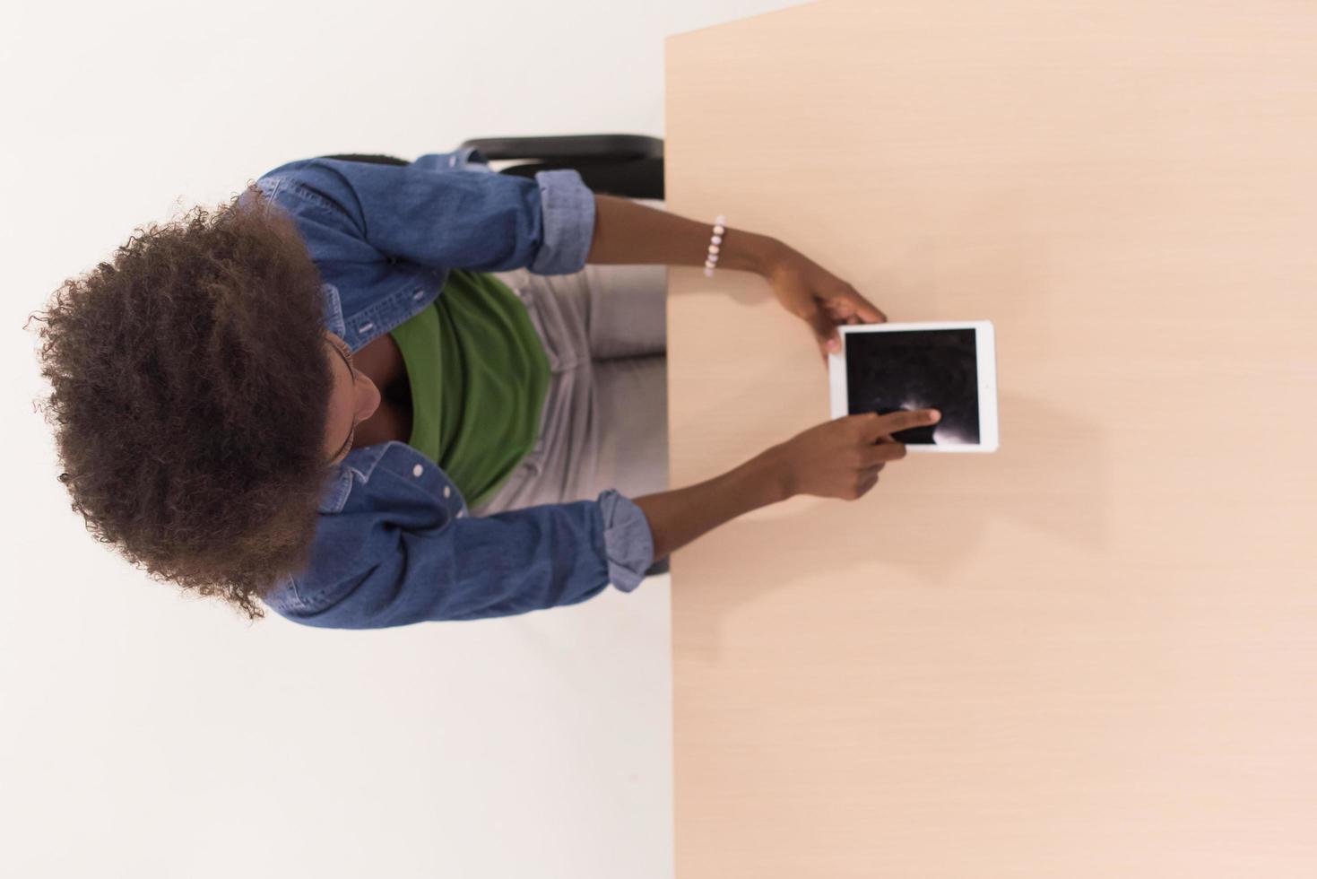 top view of informal african american Businesswoman photo