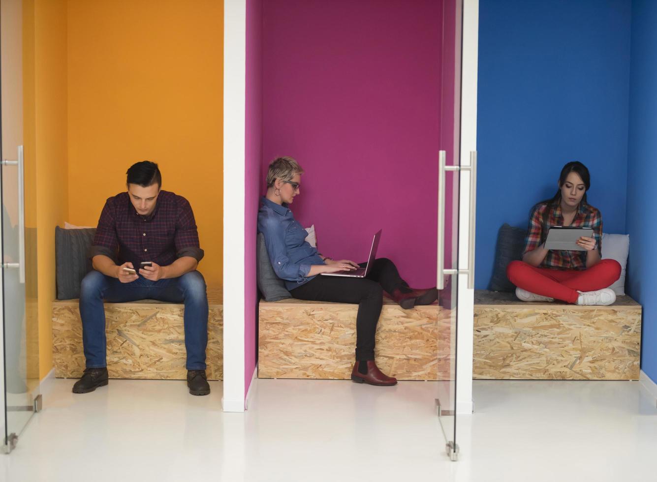 group of business people in creative working  space photo