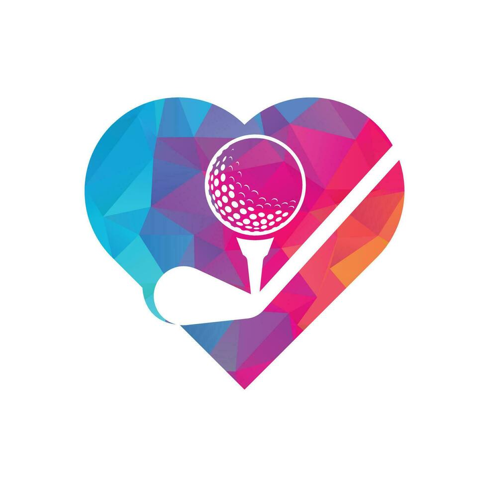 plantilla de vector de diseño de logotipo de concepto de forma de corazón de palo de golf. diseños de logotipos de golf. plantilla de diseño de logotipo de silueta de deporte de golf