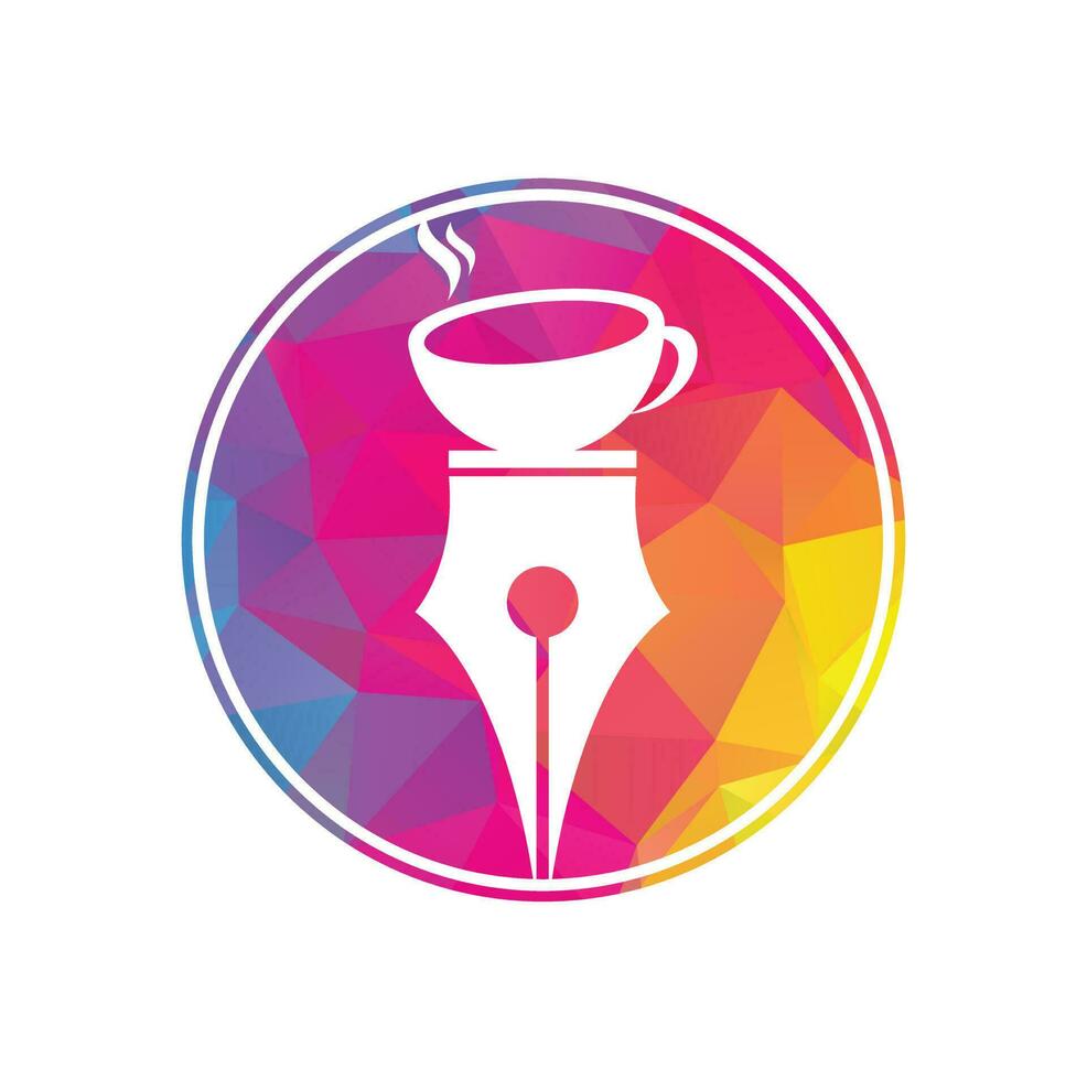 pen and coffee logo design concept vector. Coffee and pen logo icon template. vector
