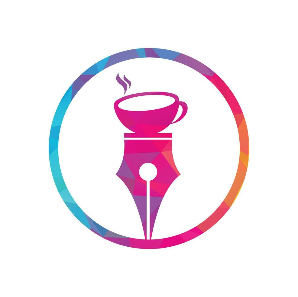 pen and coffee logo design concept vector. Coffee and pen logo icon template. vector