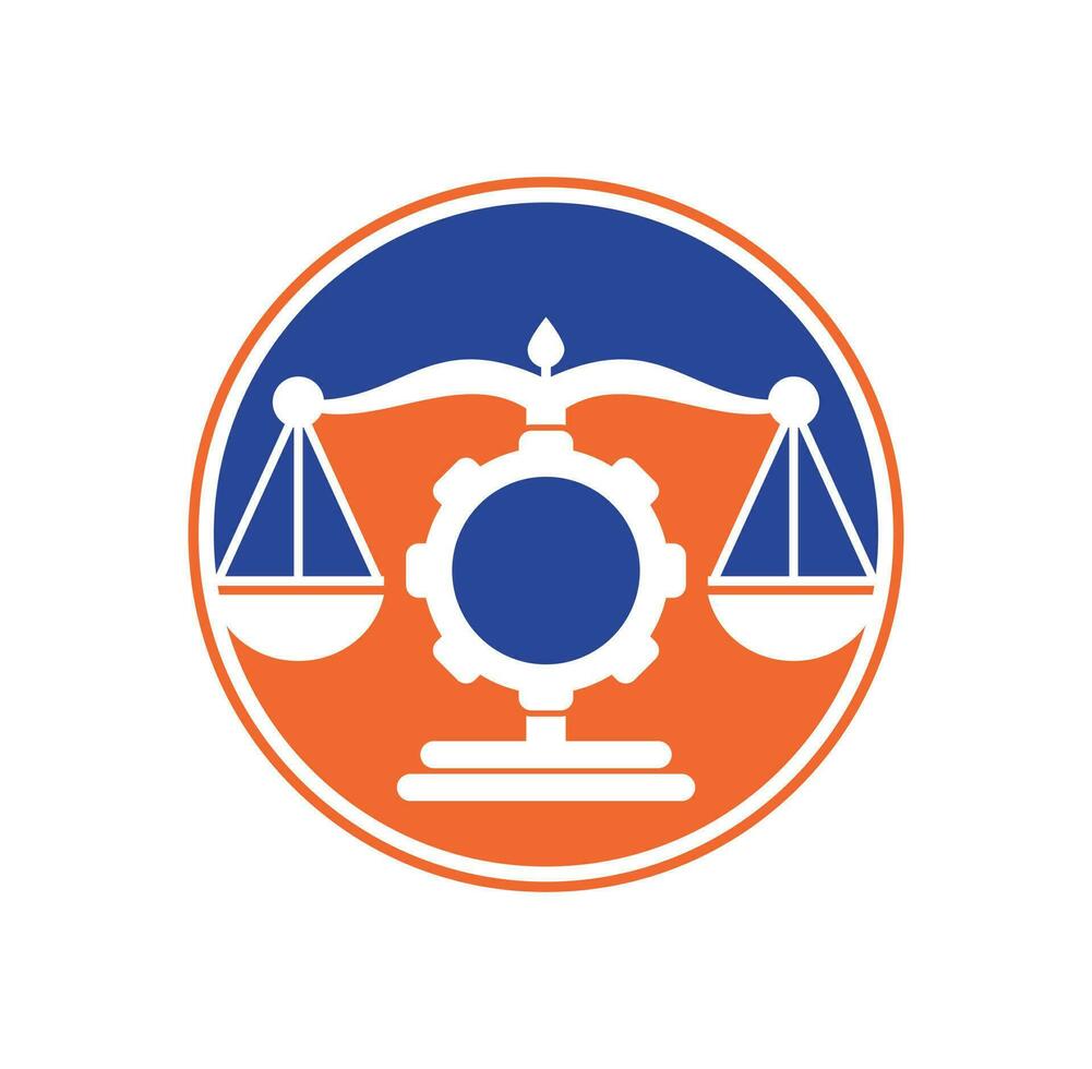 concepto de diseño de logotipo vectorial de bufete de abogados industriales. bufete de abogados con plantilla de diseño de logotipo de engranaje. vector