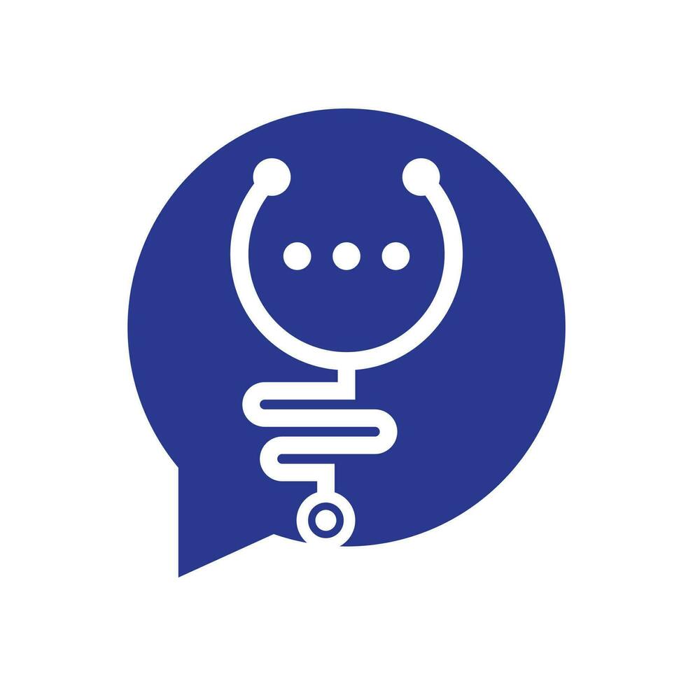 chat médico y diseño de logotipo de vector de conversación. médico ayuda y consulta el concepto de logotipo.