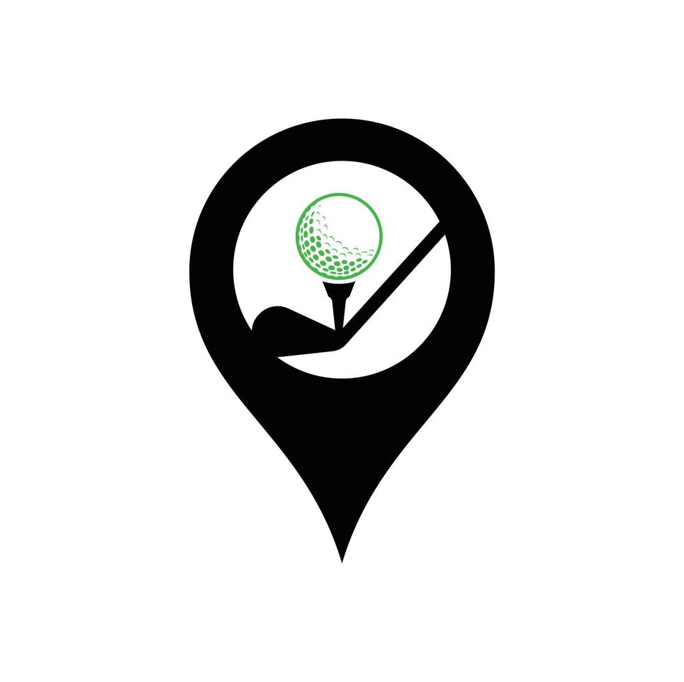 Stick golf map pin shape concept logo design vector template. Golf Logo