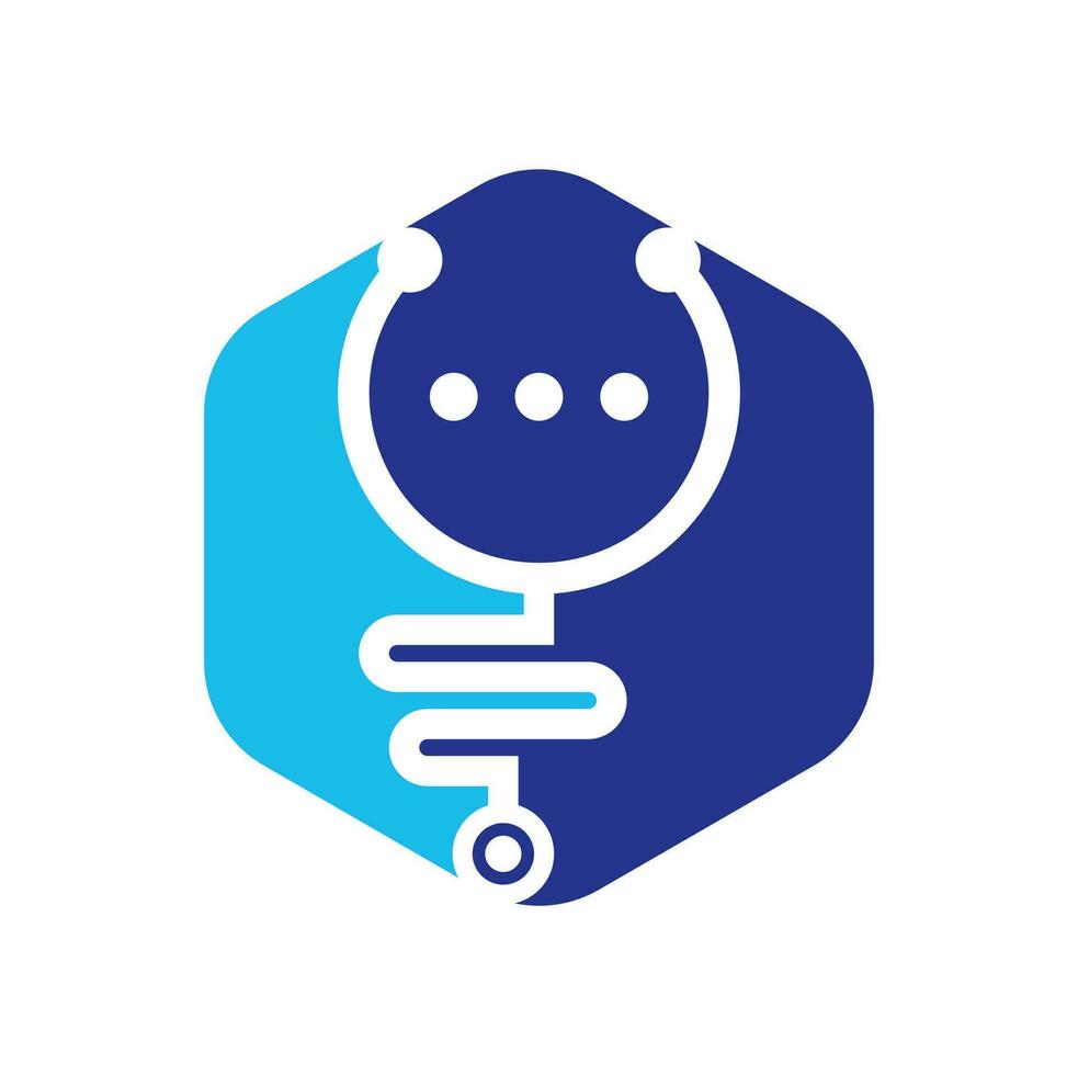 chat médico y diseño de logotipo de vector de conversación. médico ayuda y consulta el concepto de logotipo.