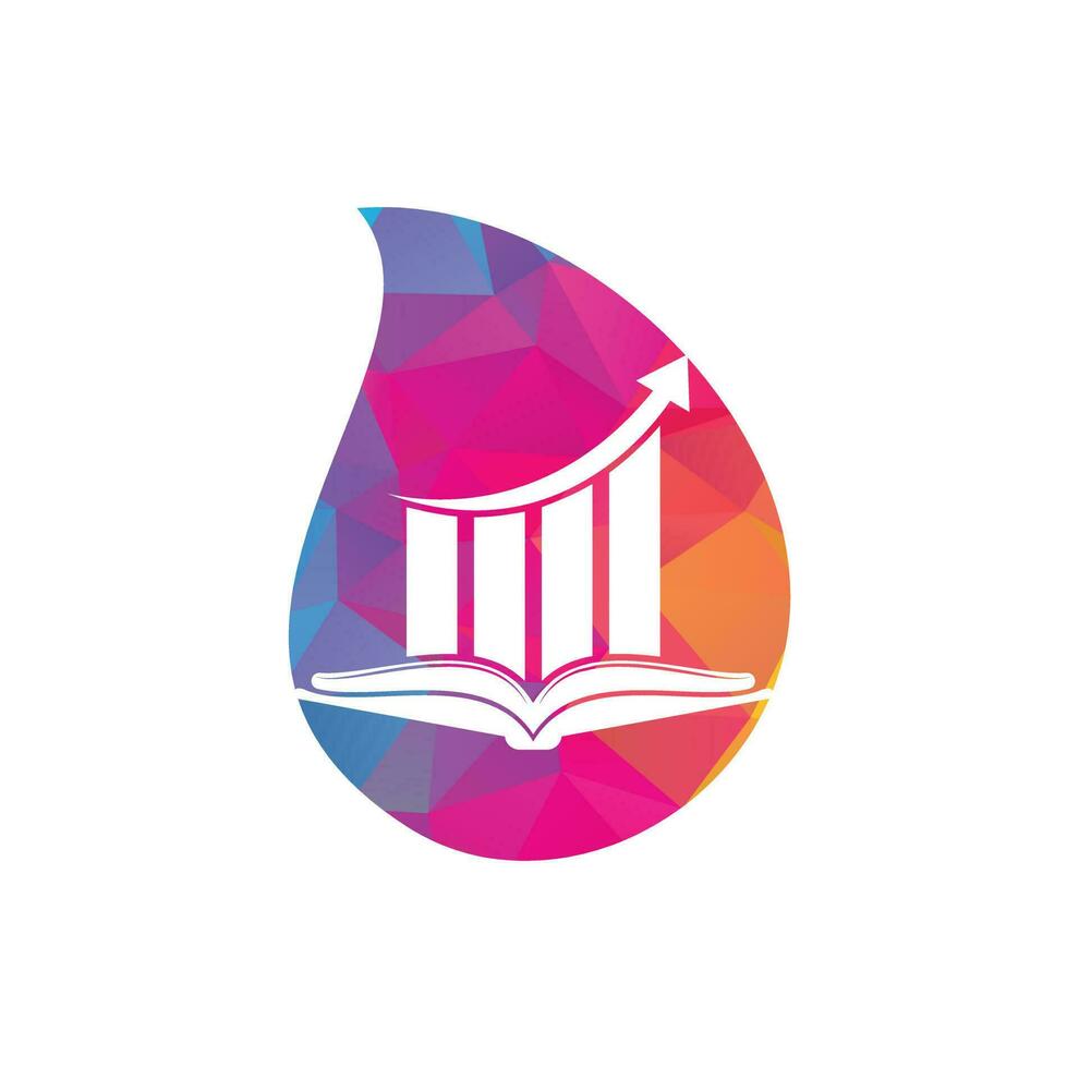 diseño de logotipo de concepto de forma de gota de libro de finanzas. diseño de logotipo de educación de crecimiento empresarial. vector