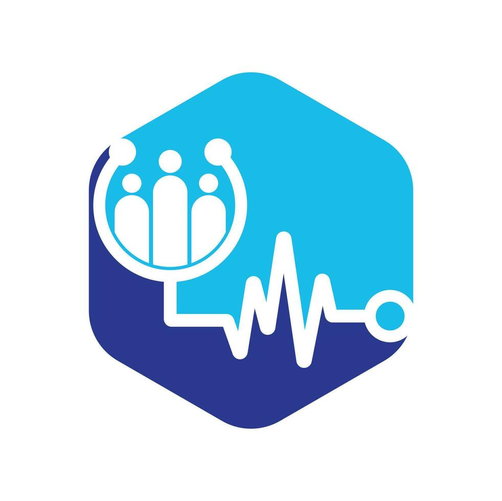 Family Medical Logo Template Design Vector. Stethoscope People logo design icon vector. vector