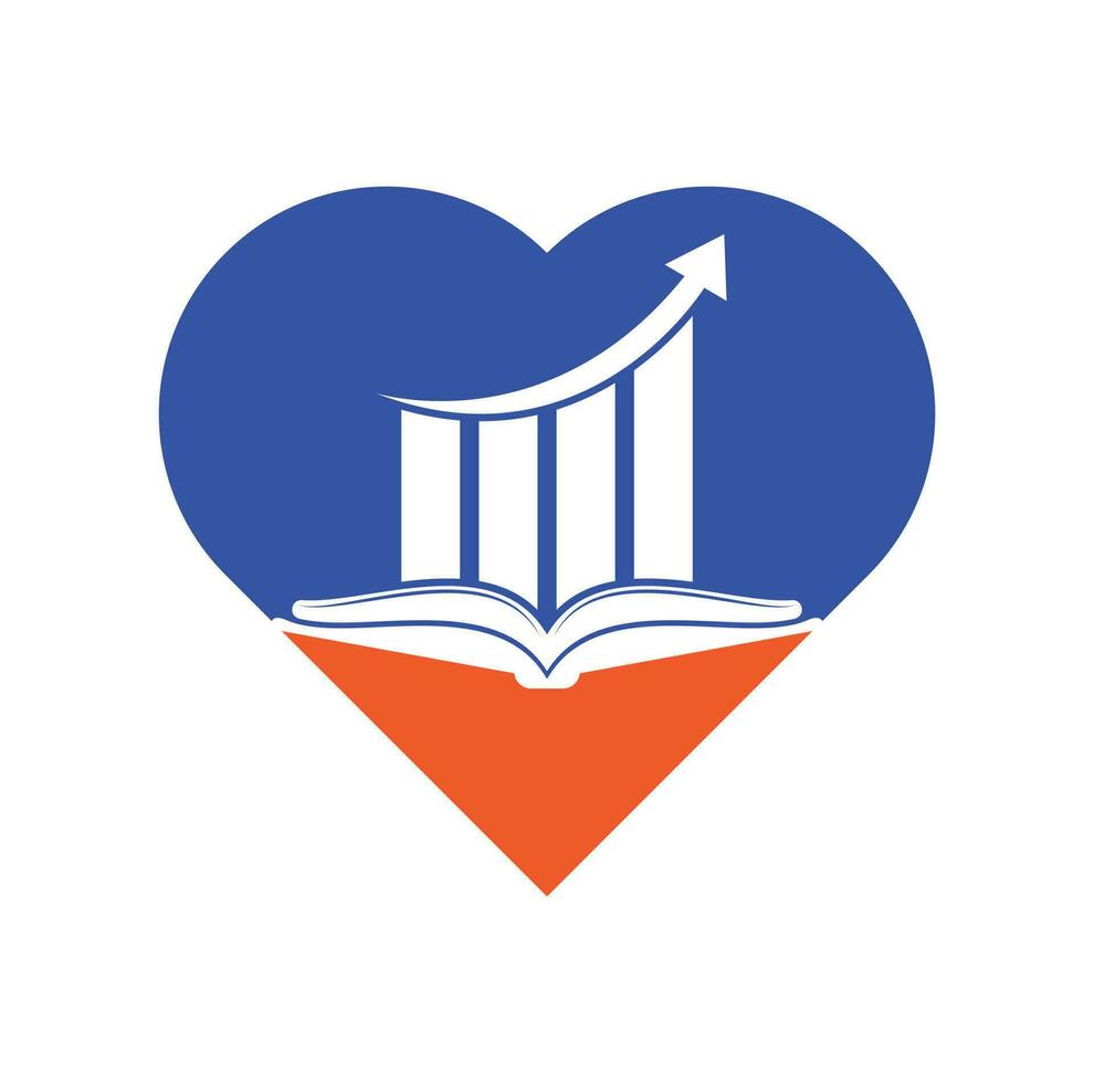 diseño de logotipo de concepto de forma de corazón de libro de finanzas. diseño de logotipo de educación de crecimiento empresarial. vector