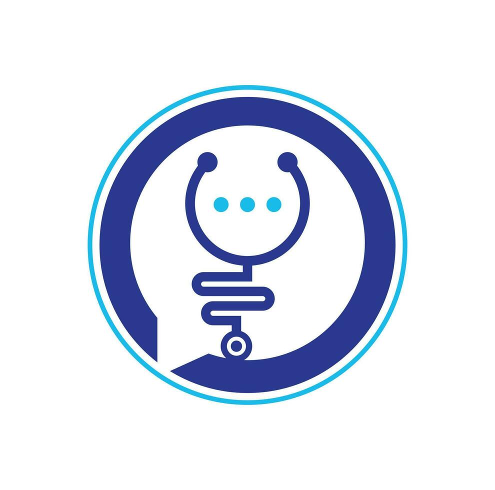 chat médico y diseño de logotipo de vector de conversación. médico ayuda y consulta el concepto de logotipo.