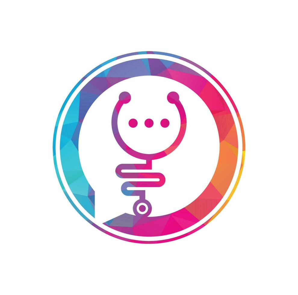 chat médico y diseño de logotipo de vector de conversación. médico ayuda y consulta el concepto de logotipo.