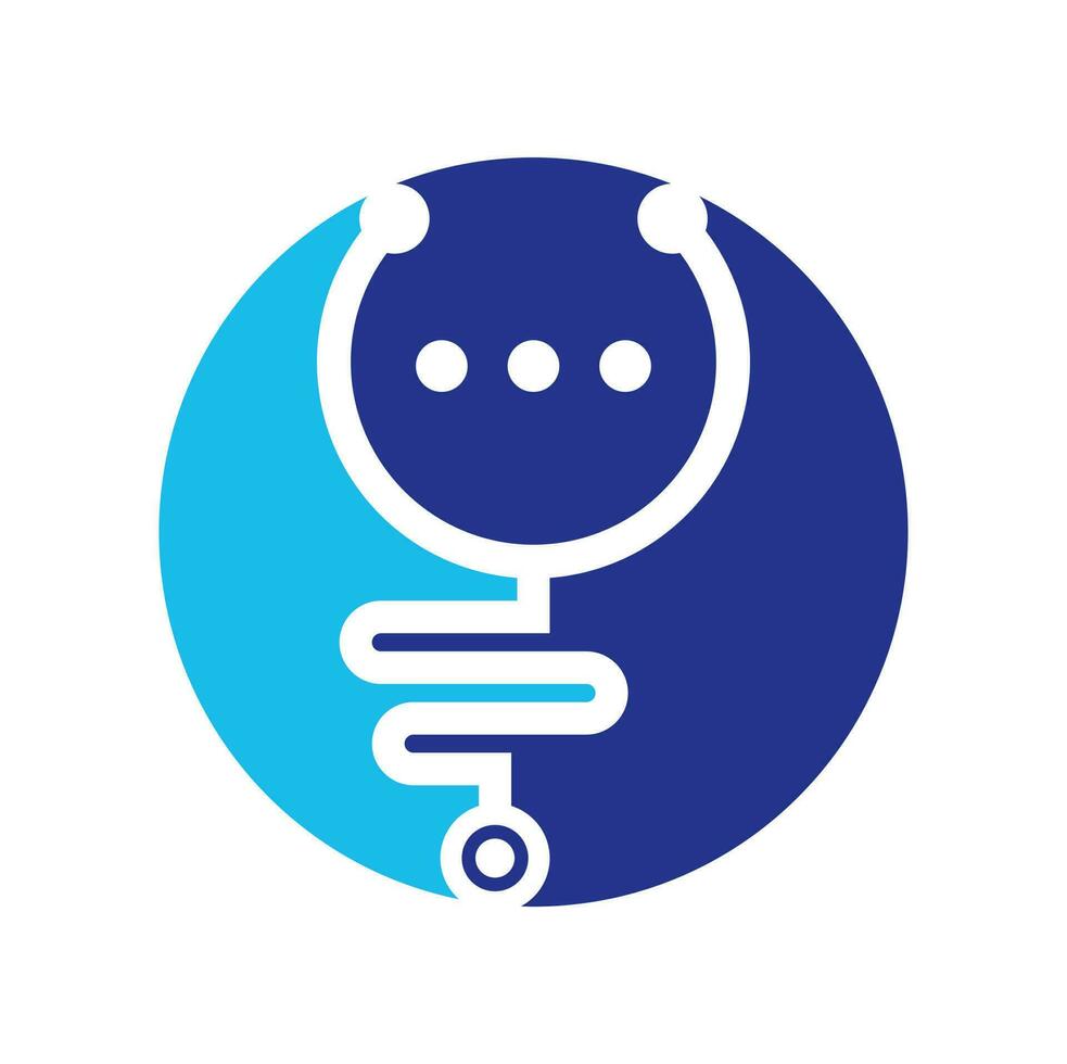 chat médico y diseño de logotipo de vector de conversación. médico ayuda y consulta el concepto de logotipo.