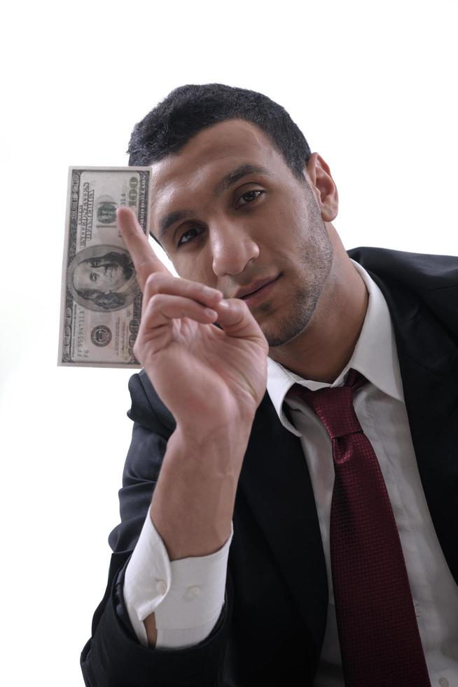 Business man holding money photo