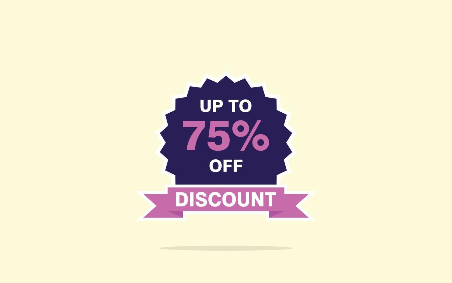 75 Percent discount offer, clearance, promotion banner layout with sticker style. vector