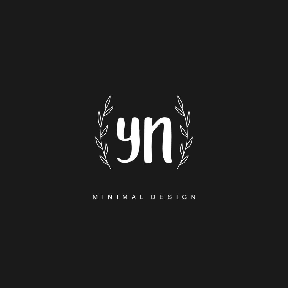 YN Initial handwriting or handwritten logo for identity. Logo with signature and hand drawn style. vector