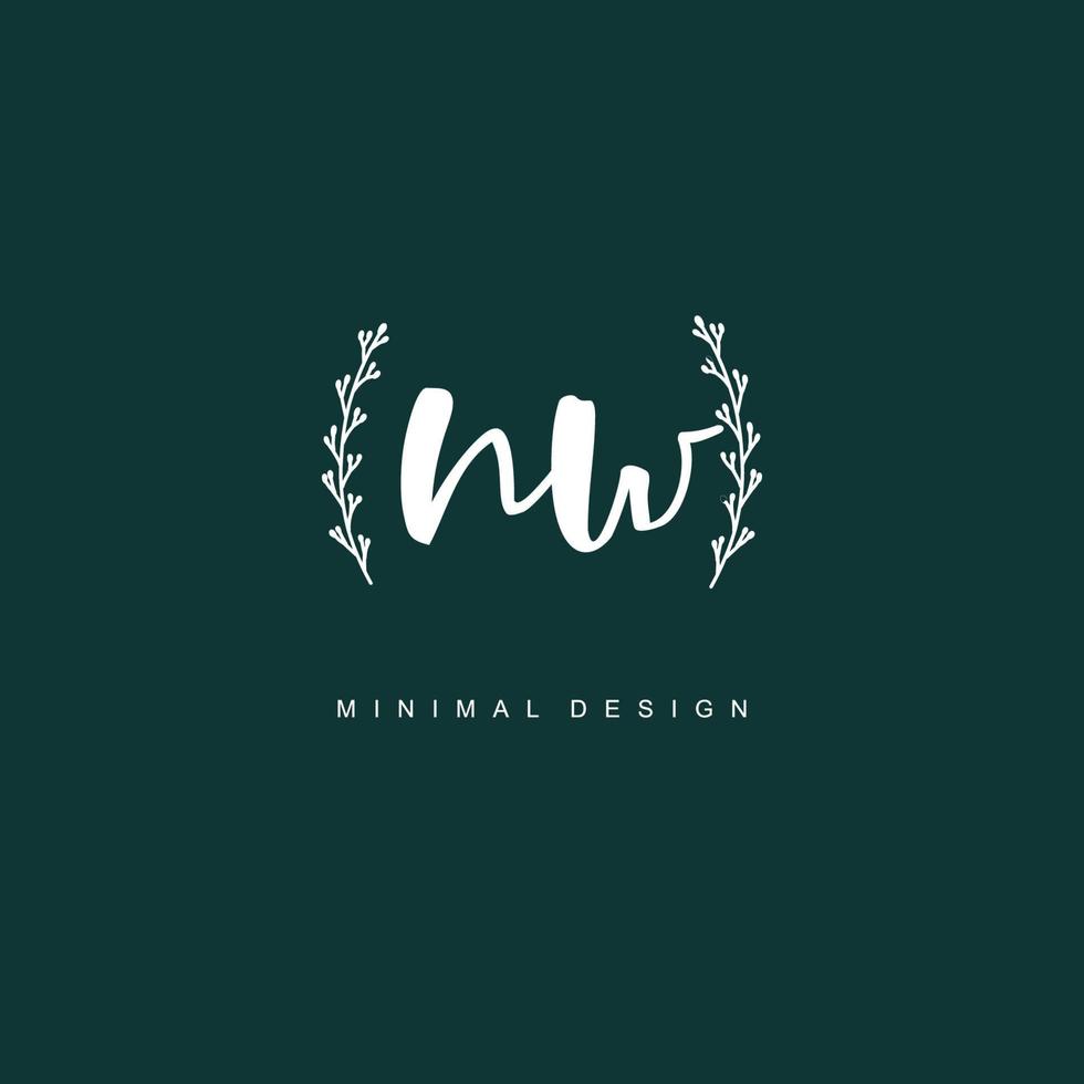 NW Initial handwriting or handwritten logo for identity. Logo with signature and hand drawn style. vector