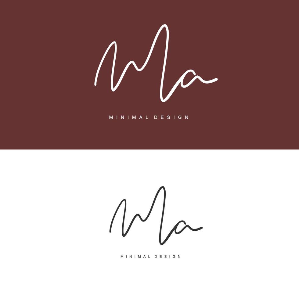 MA Initial handwriting or handwritten logo for identity. Logo with signature and hand drawn style. vector