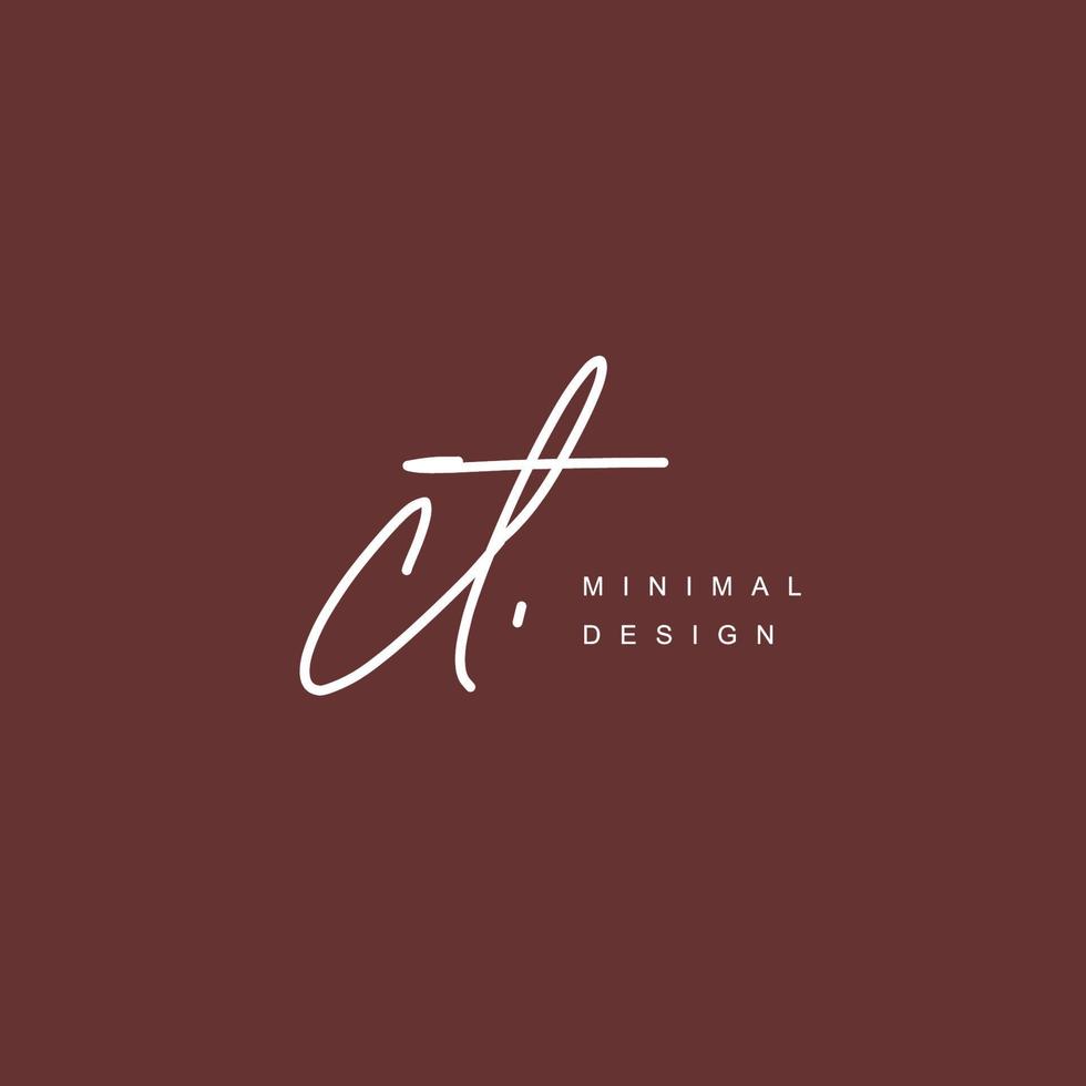 CT Initial handwriting or handwritten logo for identity. Logo with signature and hand drawn style. vector