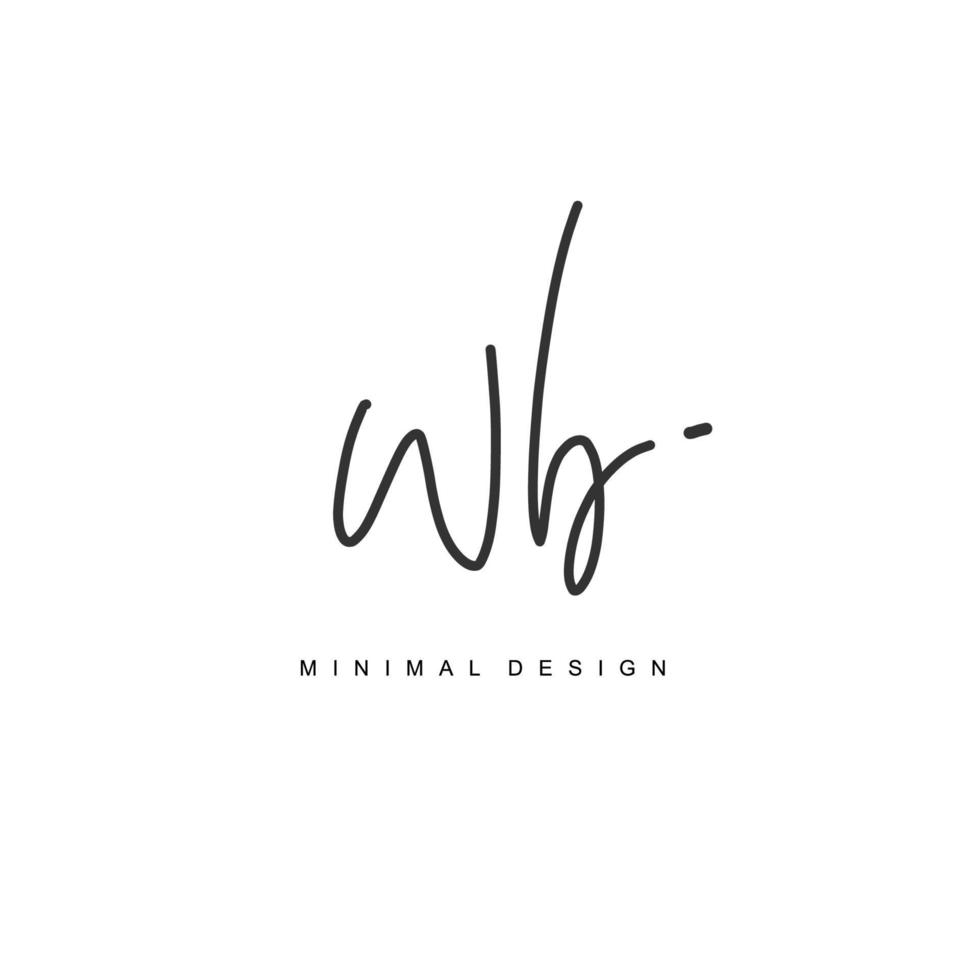 WB Initial handwriting or handwritten logo for identity. Logo with signature and hand drawn style. vector
