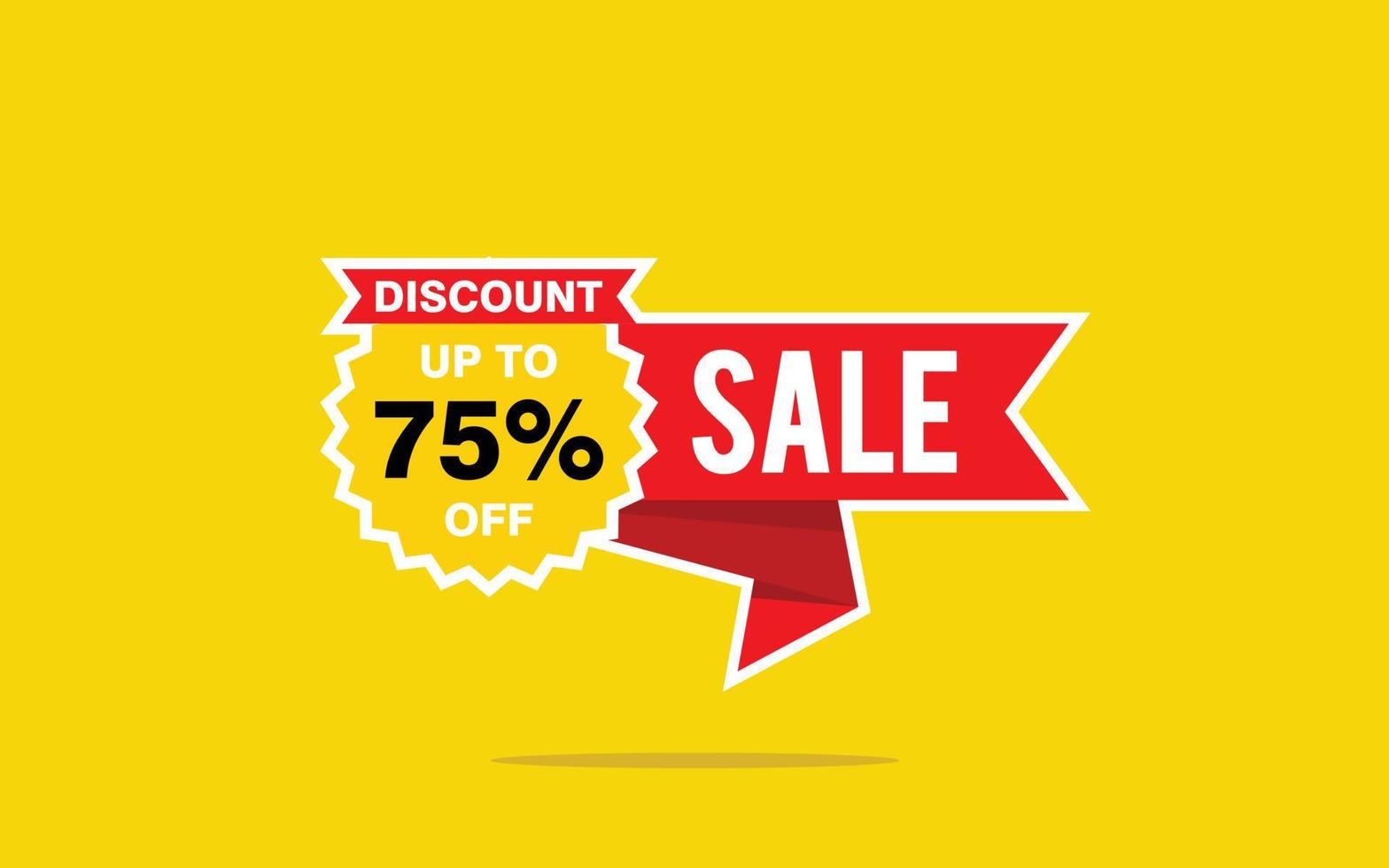 75 Percent discount offer, clearance, promotion banner layout with sticker style. vector
