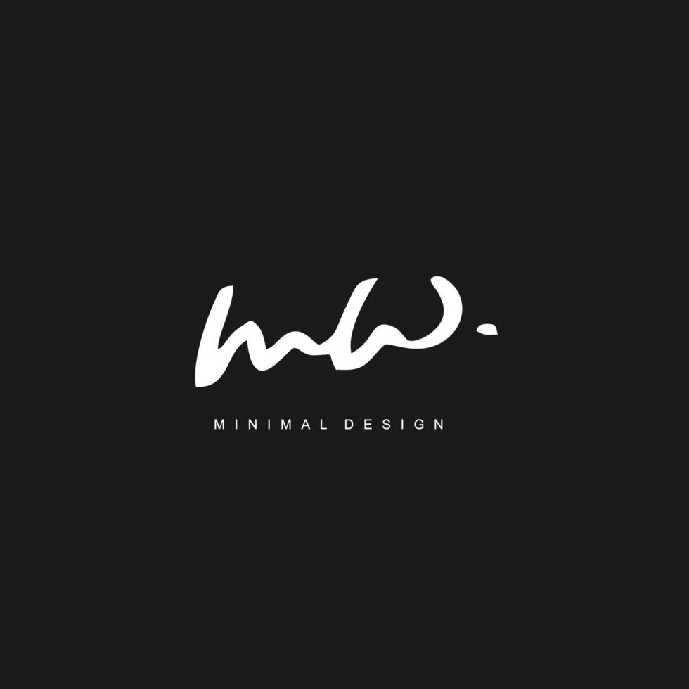 M W MW Initial handwriting or handwritten logo for identity. Logo with signature and hand drawn style. vector