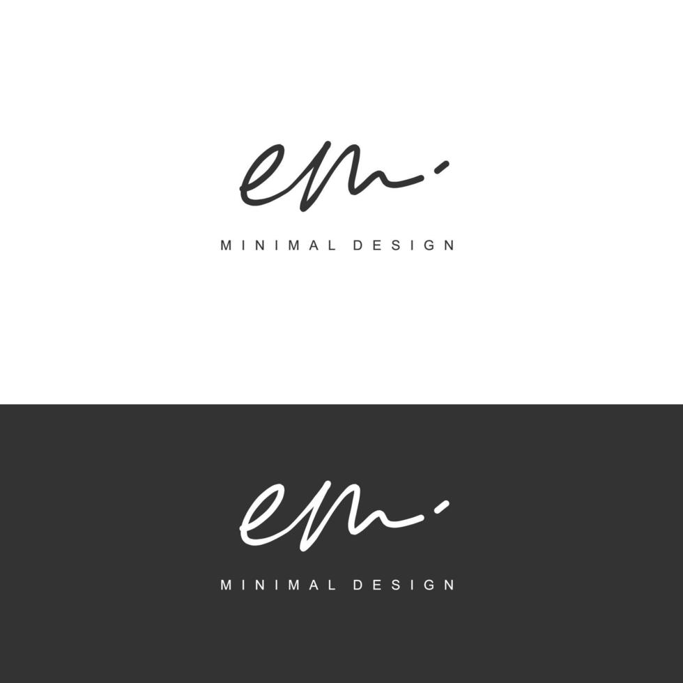 EM Initial handwriting or handwritten logo for identity. Logo with signature and hand drawn style. vector