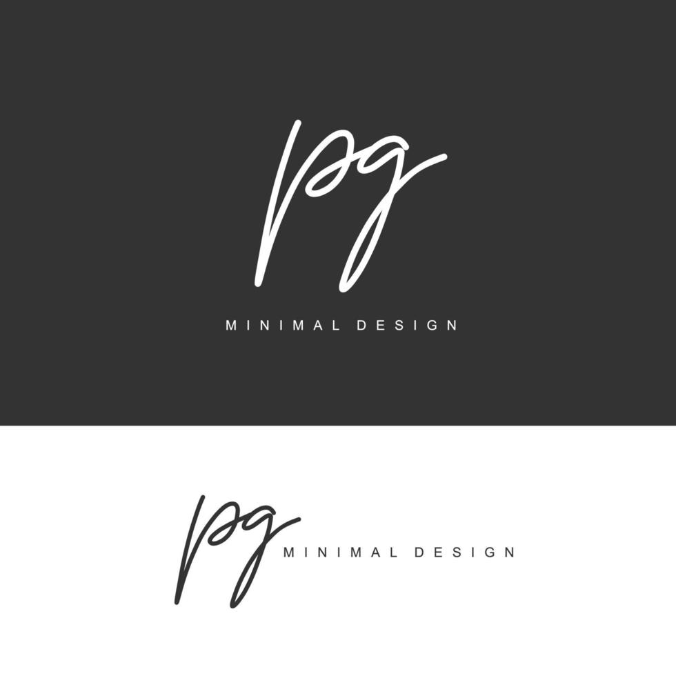 PG Initial handwriting or handwritten logo for identity. Logo with signature and hand drawn style. vector