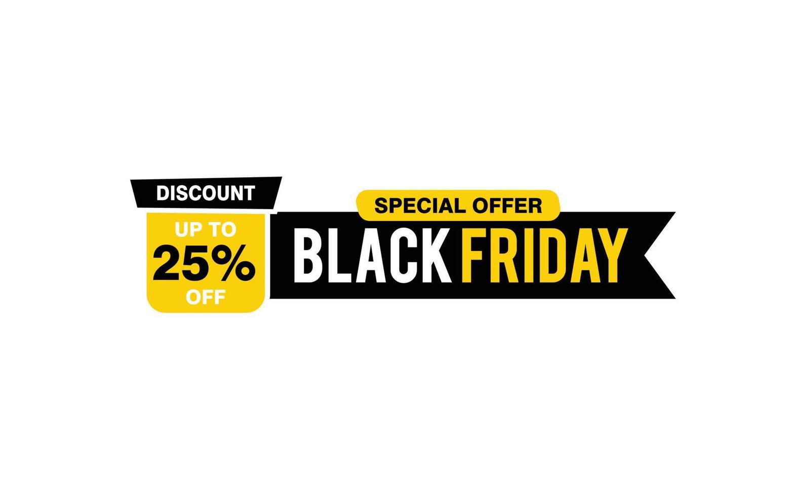 25 Percent discount black friday offer, clearance, promotion banner layout with sticker style. vector