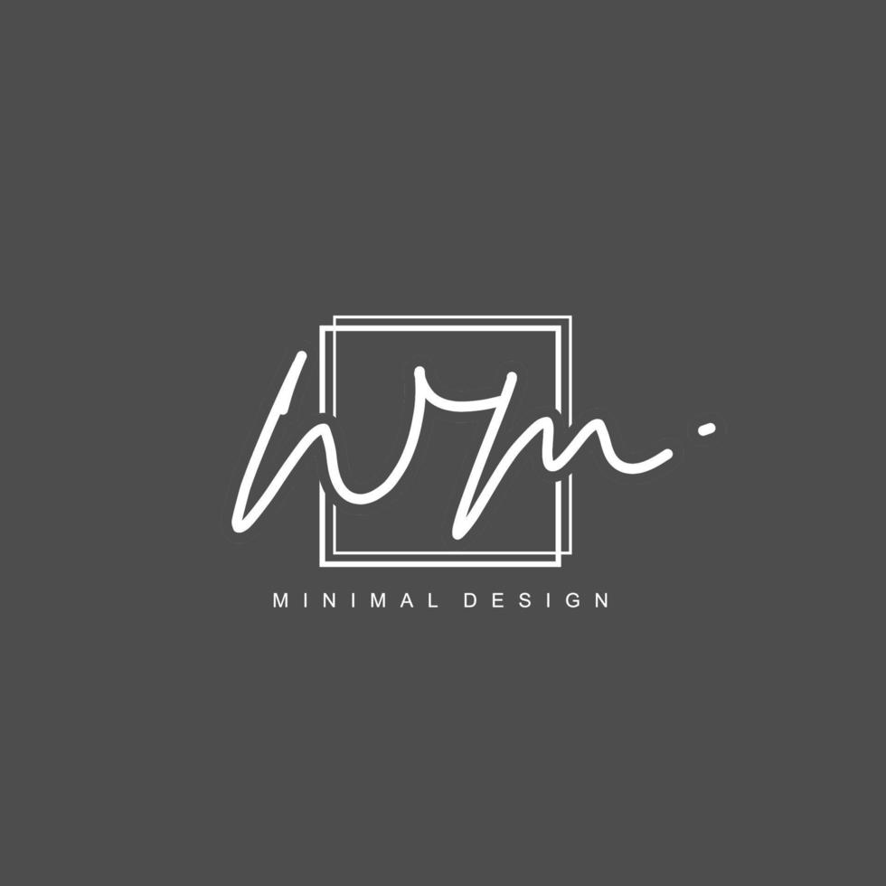 WM Initial handwriting or handwritten logo for identity. Logo with signature and hand drawn style. vector