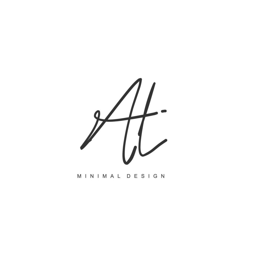 AT Initial handwriting or handwritten logo for identity. Logo with signature and hand drawn style. vector