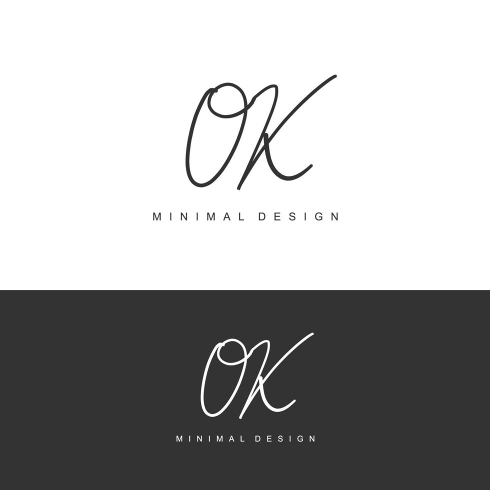 OK Initial handwriting or handwritten logo for identity. Logo with signature and hand drawn style. vector