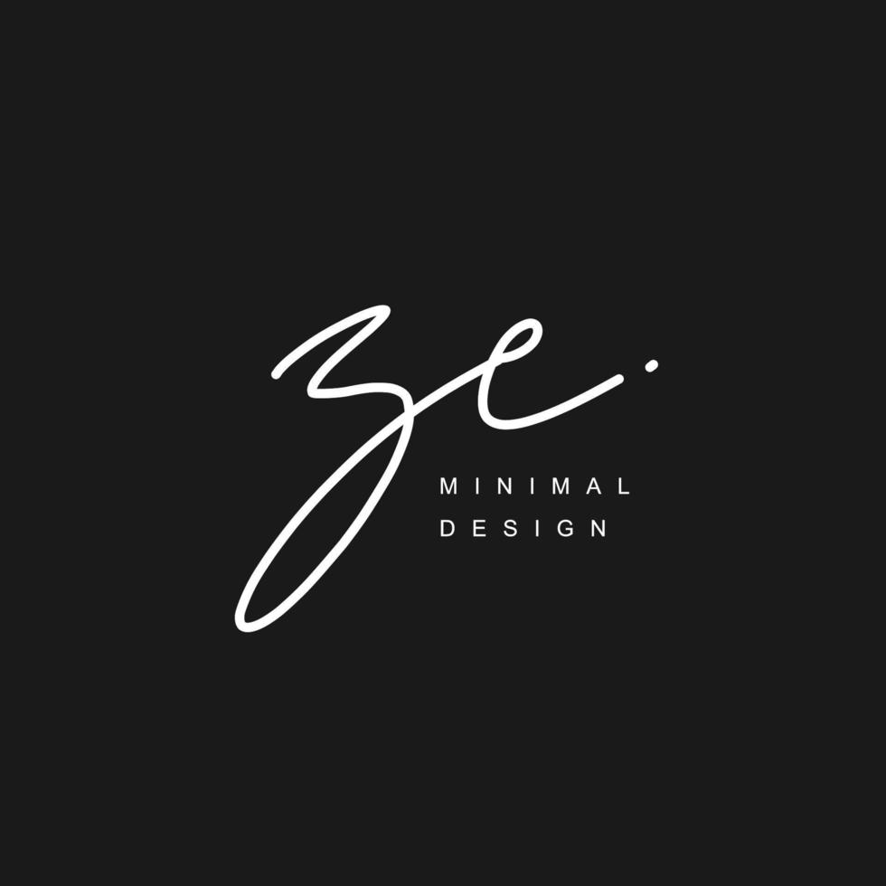 ZE Initial handwriting or handwritten logo for identity. Logo with signature and hand drawn style. vector