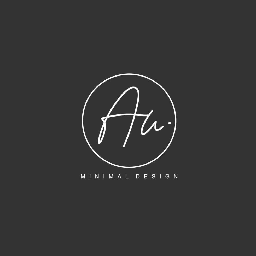 AU Initial handwriting or handwritten logo for identity. Logo with signature and hand drawn style. vector