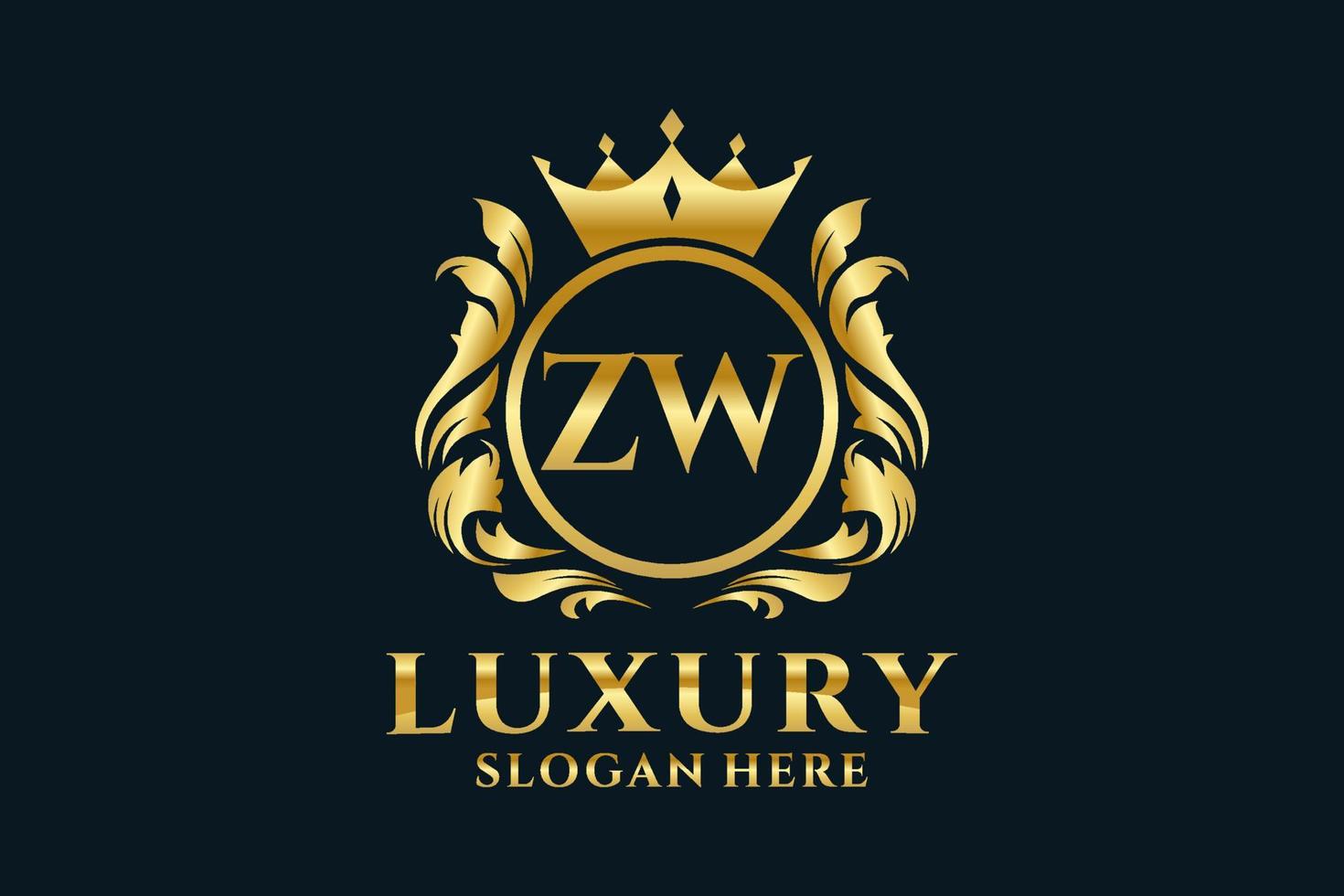 Initial ZW Letter Royal Luxury Logo template in vector art for luxurious branding projects and other vector illustration.