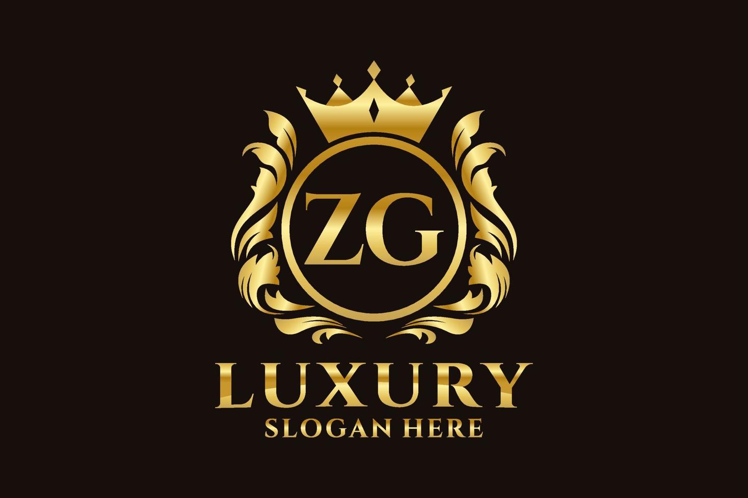 Initial ZG Letter Royal Luxury Logo template in vector art for luxurious branding projects and other vector illustration.