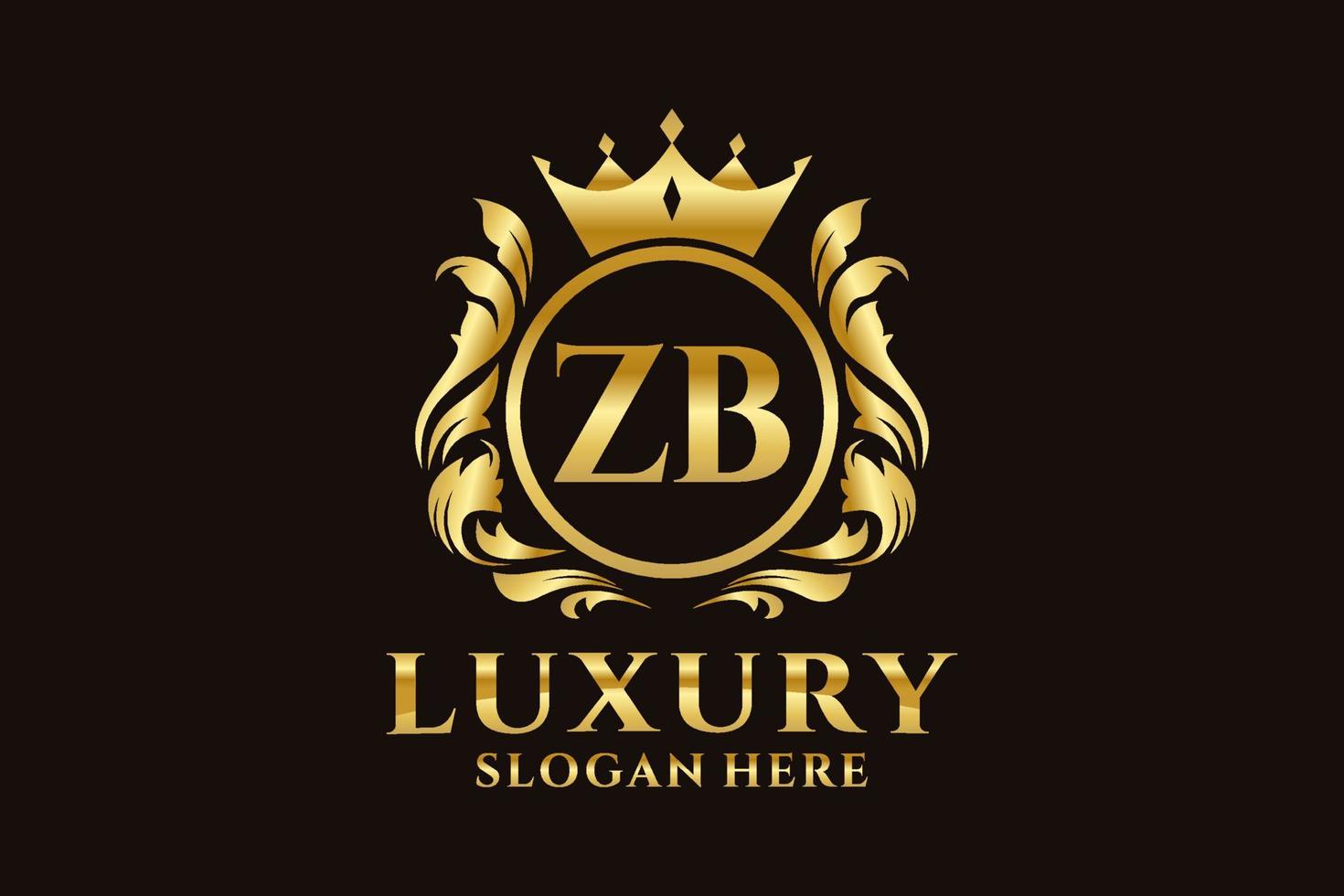 Initial ZB Letter Royal Luxury Logo template in vector art for luxurious branding projects and other vector illustration.