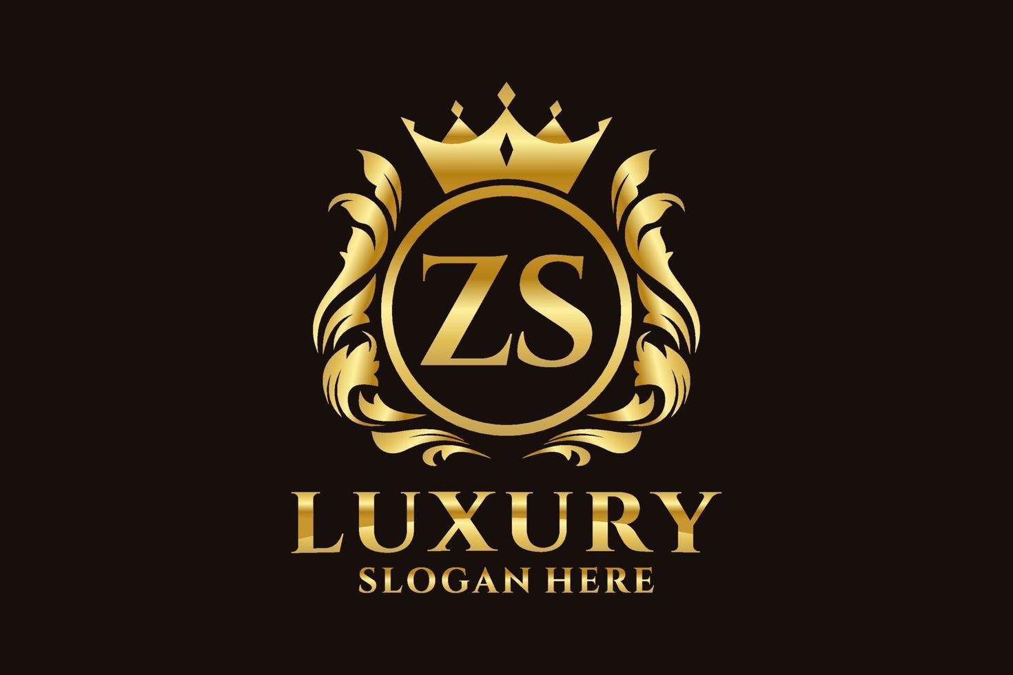 Initial ZS Letter Royal Luxury Logo template in vector art for luxurious branding projects and other vector illustration.