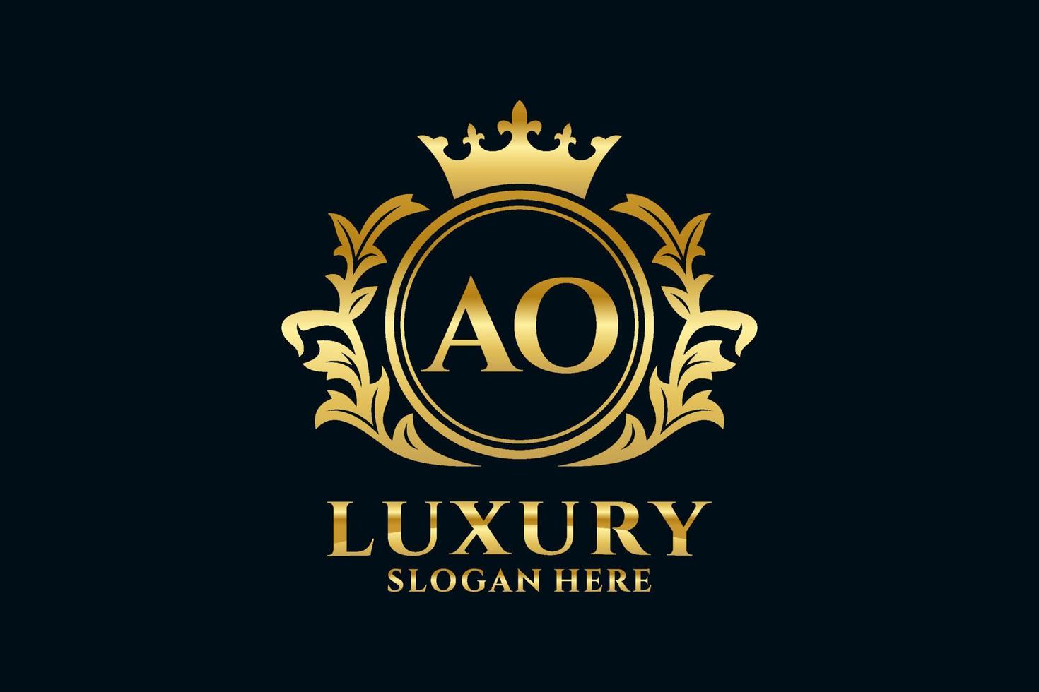 Initial AO Letter Royal Luxury Logo template in vector art for luxurious branding projects and other vector illustration.