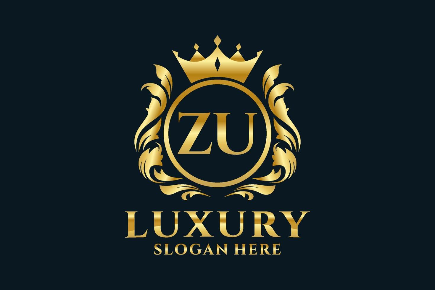 Initial ZU Letter Royal Luxury Logo template in vector art for luxurious branding projects and other vector illustration.