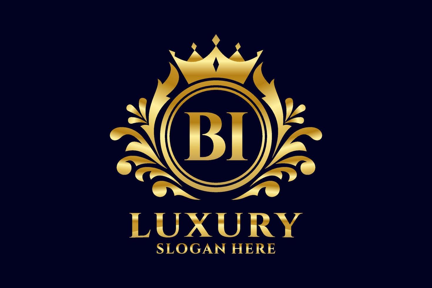 Initial BI Letter Royal Luxury Logo template in vector art for luxurious branding projects and other vector illustration.