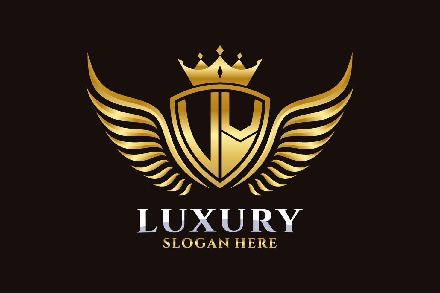 Luxury royal wing Letter UV crest Gold color Logo vector, Victory logo, crest logo, wing logo, vector logo template.