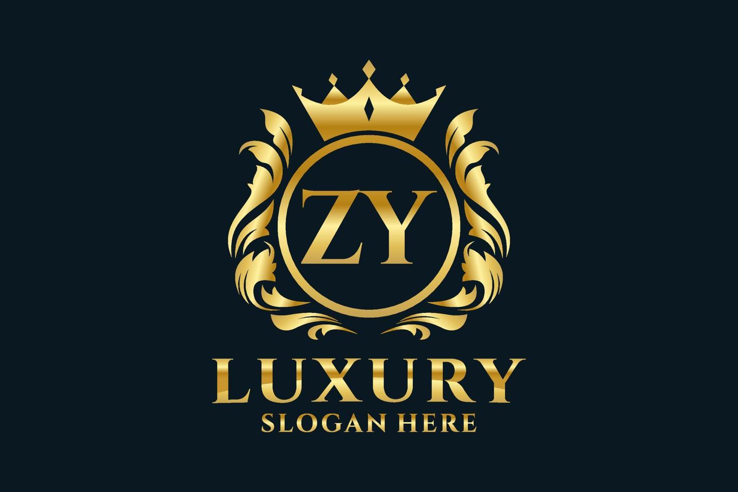 Initial ZY Letter Royal Luxury Logo template in vector art for luxurious branding projects and other vector illustration.