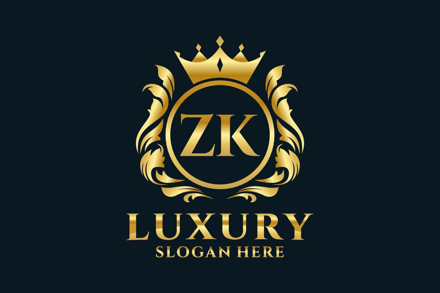 Initial ZK Letter Royal Luxury Logo template in vector art for luxurious branding projects and other vector illustration.