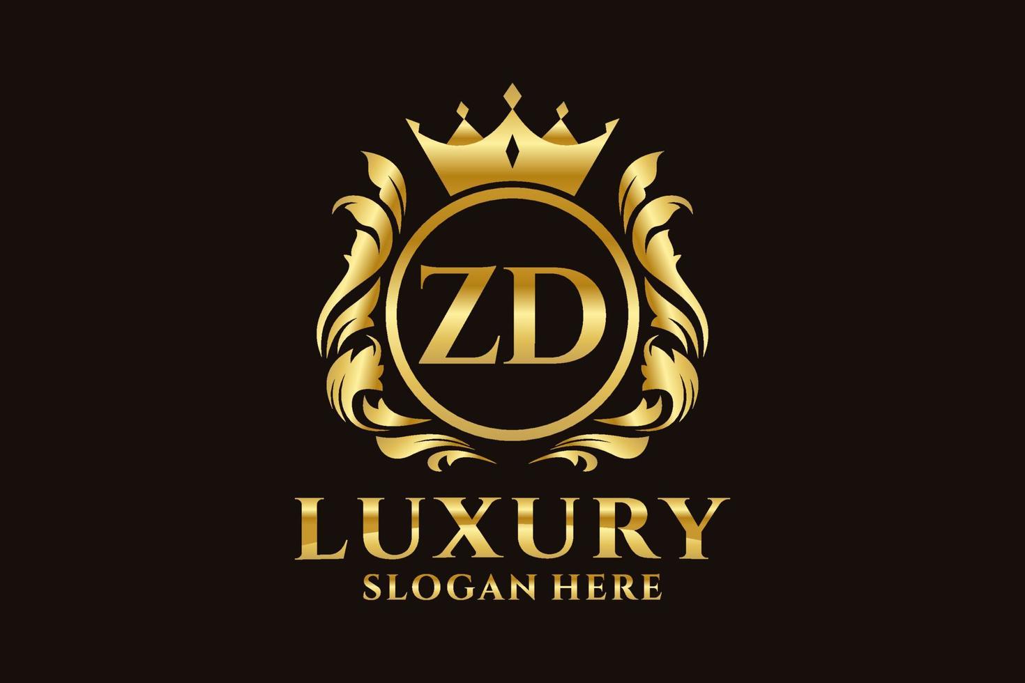 Initial ZD Letter Royal Luxury Logo template in vector art for luxurious branding projects and other vector illustration.