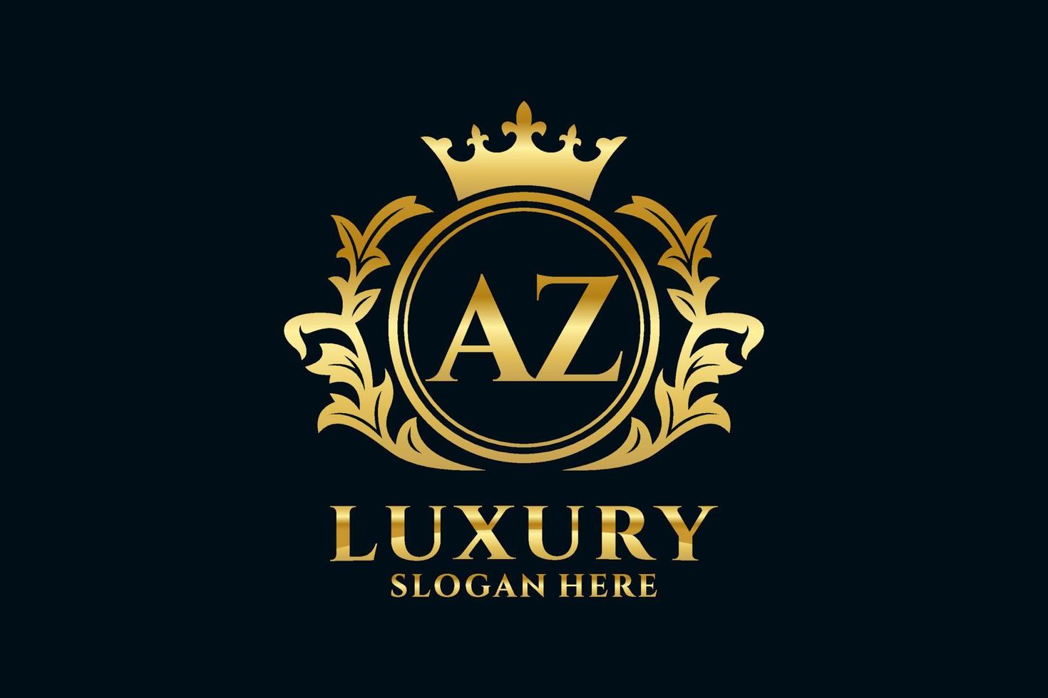 Initial AZ Letter Royal Luxury Logo template in vector art for luxurious branding projects and other vector illustration.