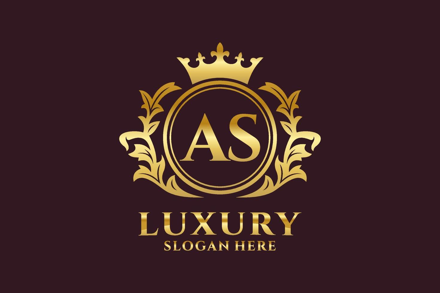 Initial AS Letter Royal Luxury Logo template in vector art for luxurious branding projects and other vector illustration.