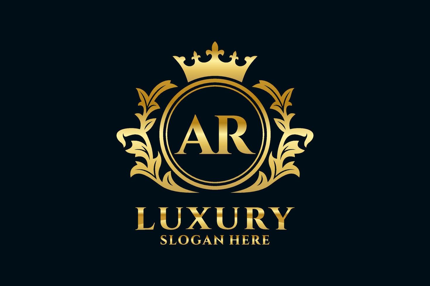 Initial AR Letter Royal Luxury Logo template in vector art for luxurious branding projects and other vector illustration.