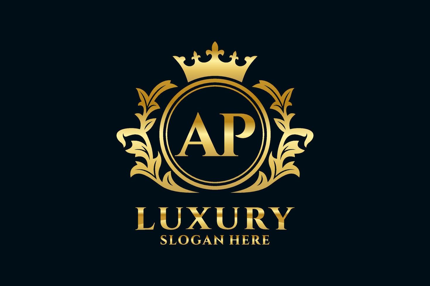 Initial AP Letter Royal Luxury Logo template in vector art for luxurious branding projects and other vector illustration.