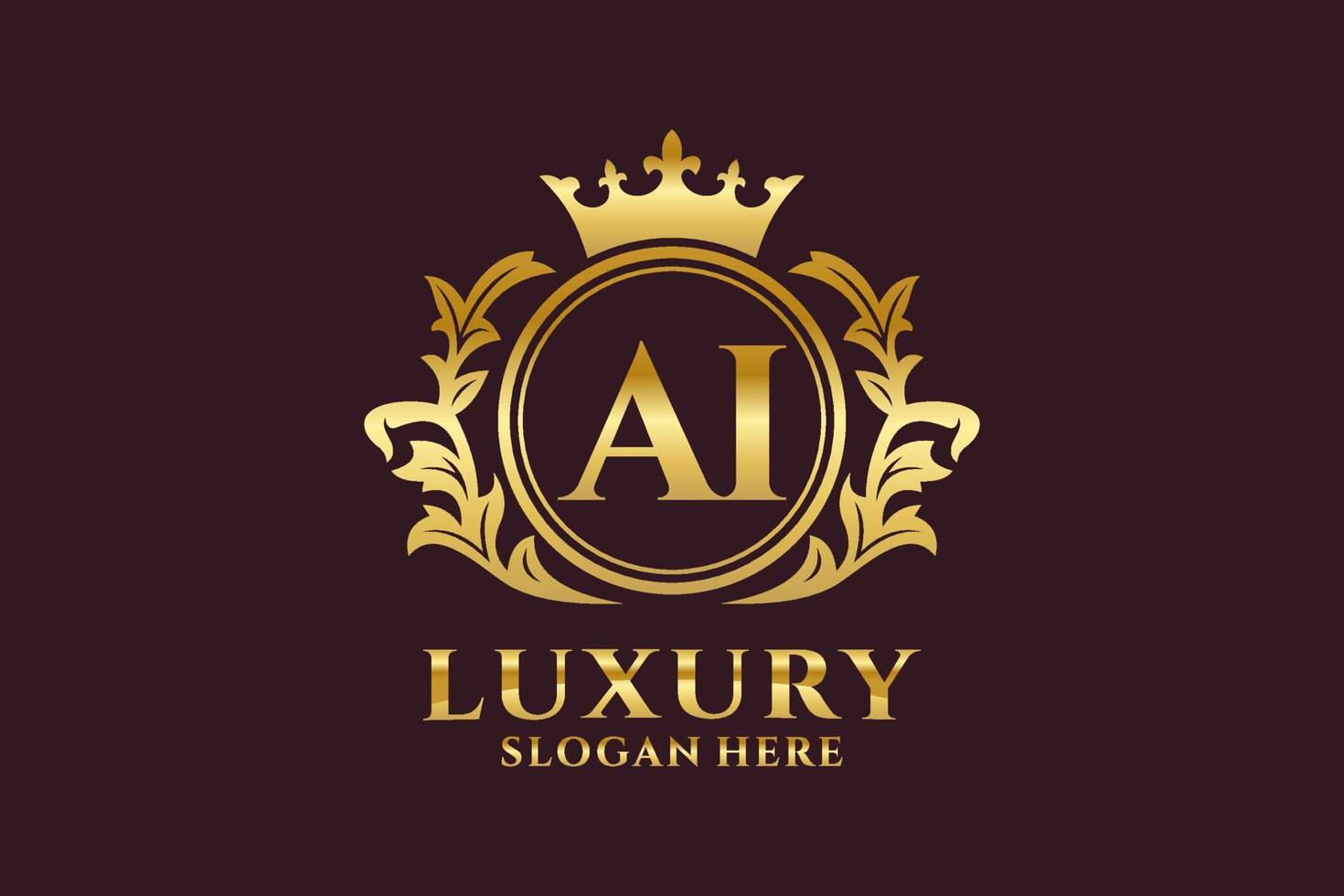 Initial AI Letter Royal Luxury Logo template in vector art for luxurious branding projects and other vector illustration.