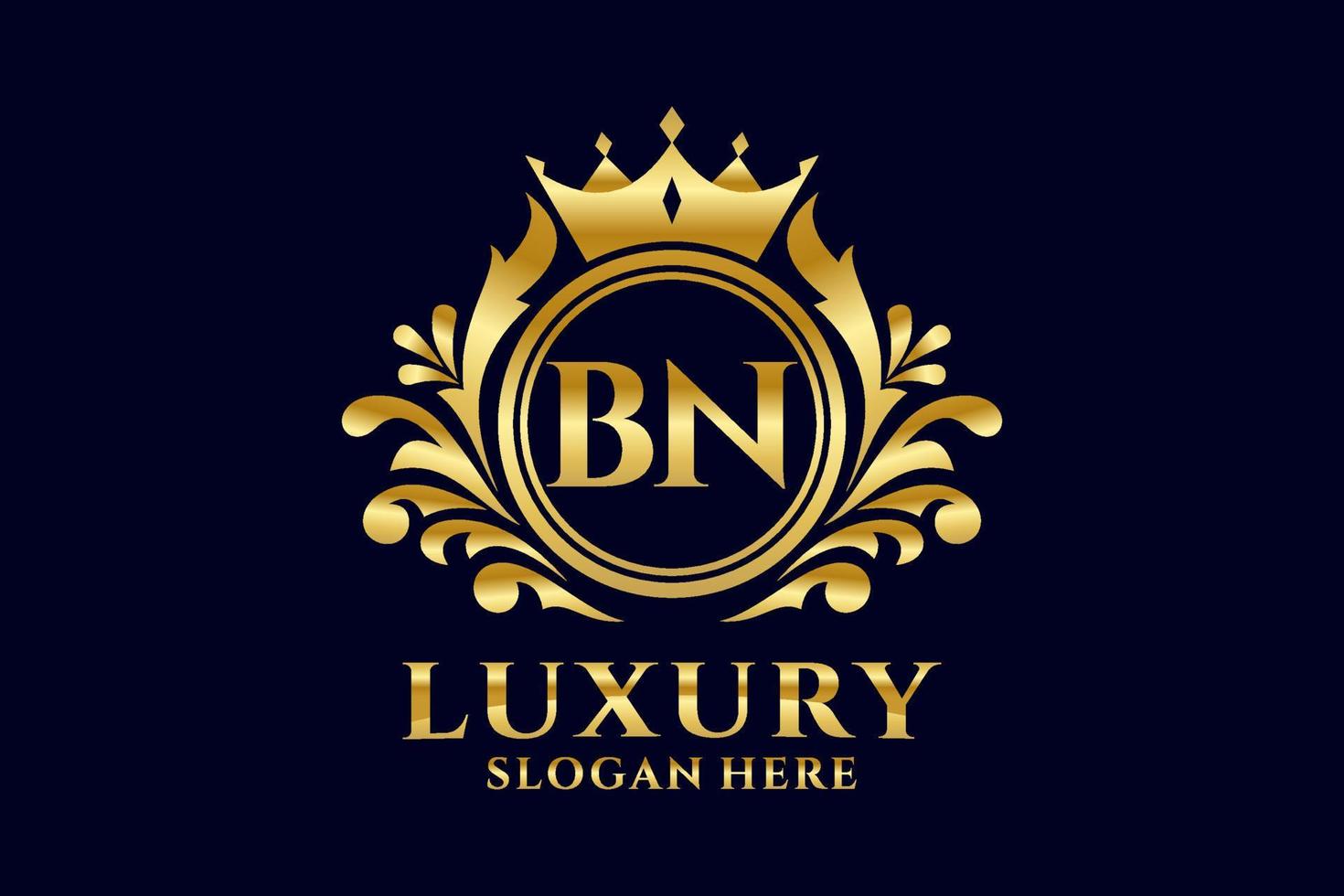 Initial BN Letter Royal Luxury Logo template in vector art for luxurious branding projects and other vector illustration.